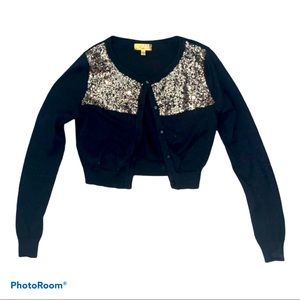 cute button up black longe sleeve with gold detail